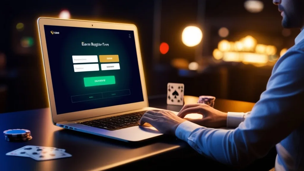 Formulário de registo de casino com campo de código promocional destacado