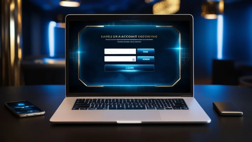 Pessoa a aceder à conta com segurança num ecrã de login escuro
